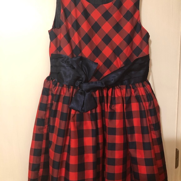 Girls Cat and Jack Red and blue Holiday Dress - Picture 2 of 6